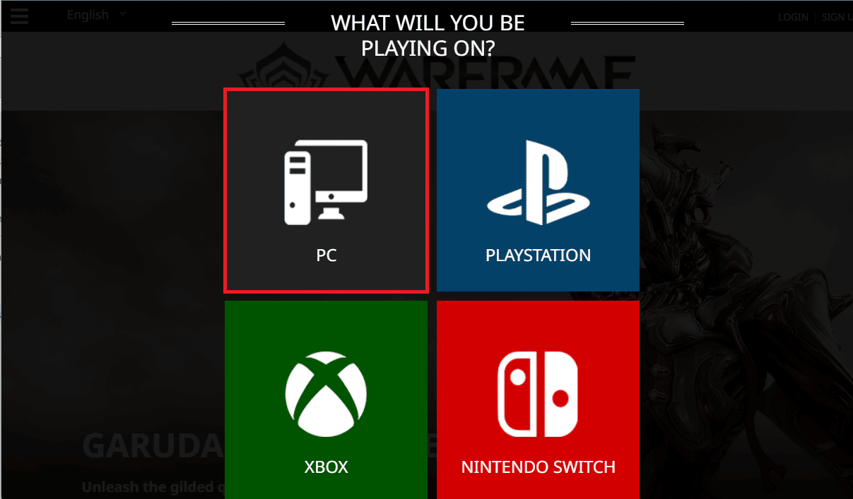 Click on the PC tab for the question WHAT WILL YOU BE PLAYING ON
