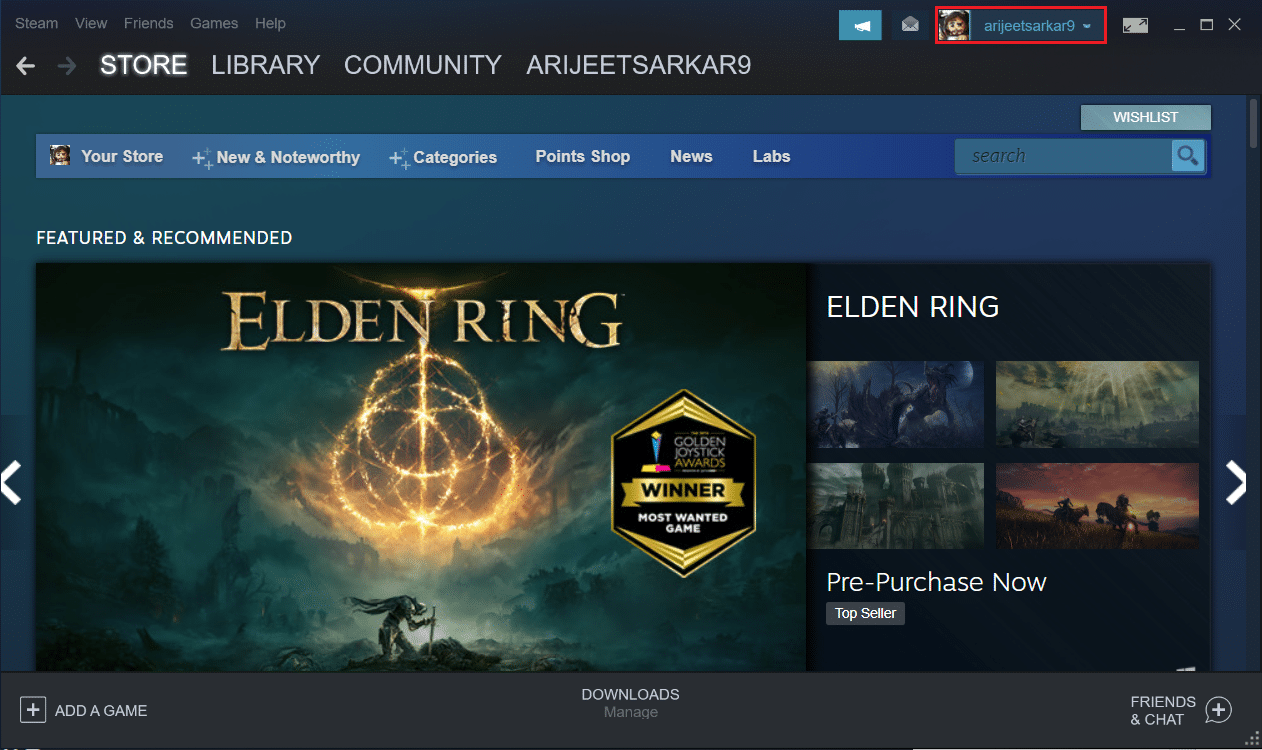 click on the profile image in steam app