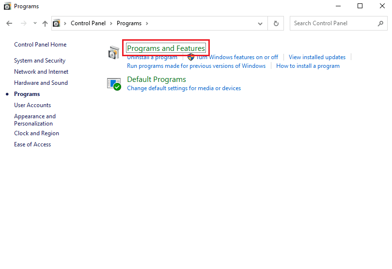 Click on the Programs and Features option. Fix WSUS Administration Console Unable to Connect WSUS Server via Remote API