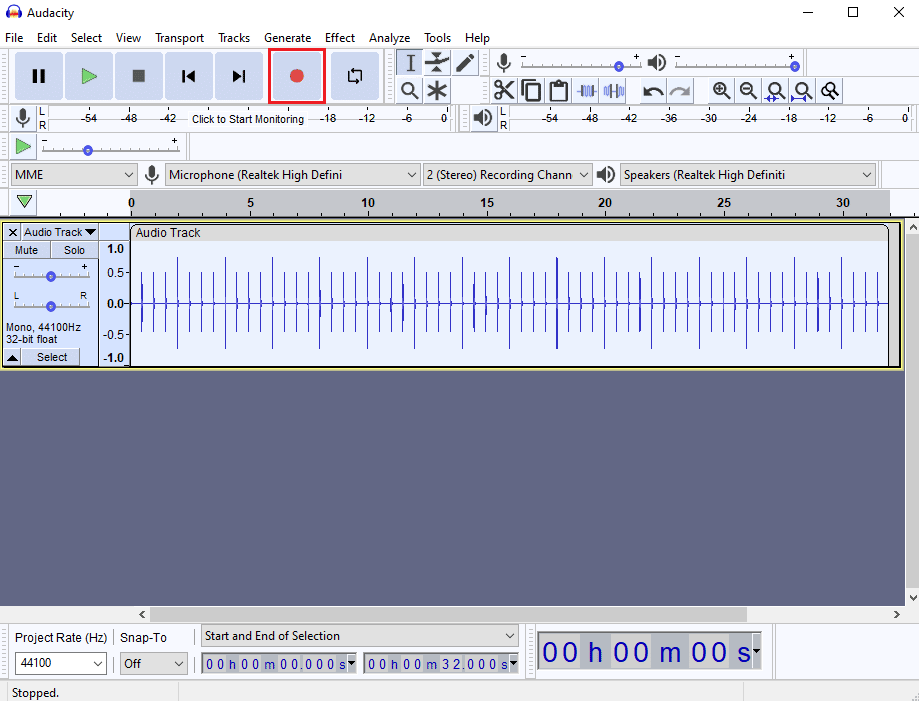 Нажмите кнопку «Запись», чтобы записать ритм-трек. Как исправить задержку в Audacity в Windows 10
