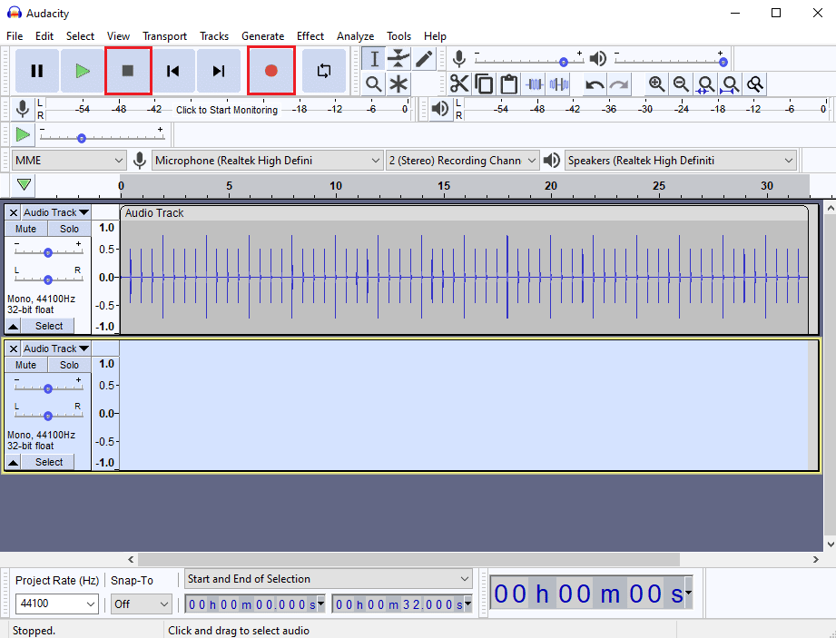 Click on the Record button to start recording the Mono Track and click the Stop button to stop recording. How to Fix Latency in Audacity in Windows 10