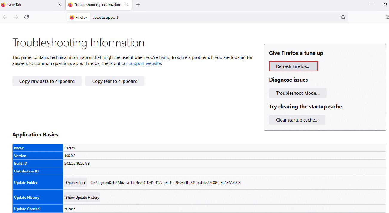 Click on the Refresh Firefox button. Fix Firefox PR END OF FILE ERROR in Windows 10