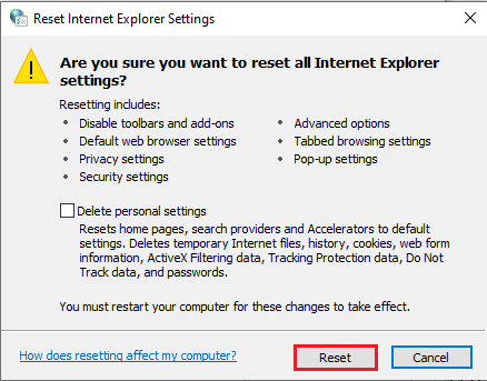 Click on the Reset button. Fix Error Code 541 in Windows 10