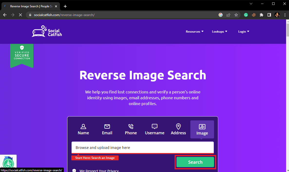 Click on the Search button. How to Run Reverse Scammer Image Search
