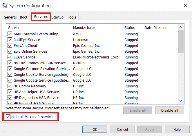 Click on the Services tab Check Hide All Microsoft Services option. Fix Host Process for Setting Synchronization