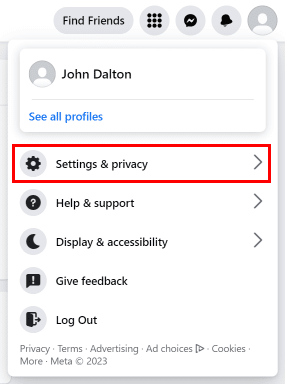 Click on the Settings & privacy option from the menu. | How to See Friends Deleted Posts on Facebook