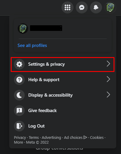 Click on the Settings & privacy option