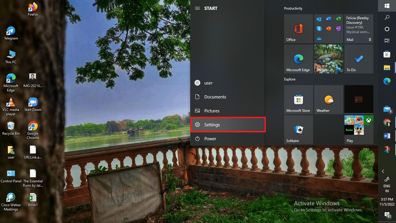 Click on the Settings icon. 