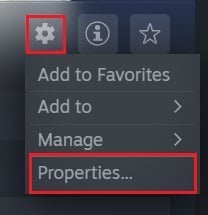 click on the settings icon then click on properties