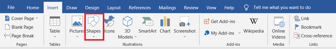 Click on the Shapes dropdown. How to Insert a Line in Word