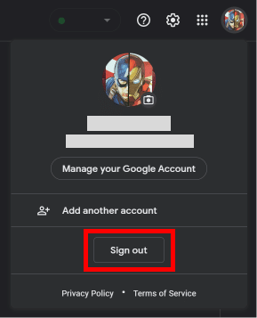 Click on the Sign out button to sign out of your google account. | disable Google Chat