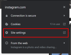 Click on the Site settings option.