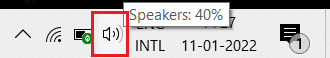 click on the speaker icon on the Taskbar
