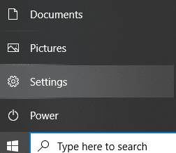 Click on the Start icon at the bottom left corner and select Settings.
