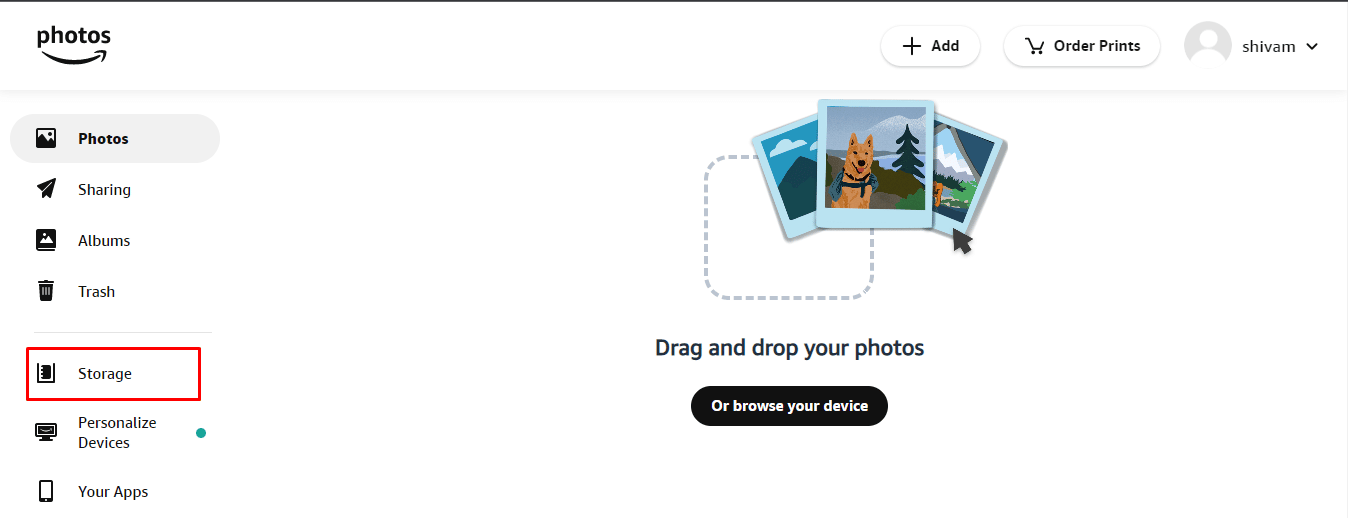 Click on the Storage option present on the left side menu. | why did your Amazon photos disappear