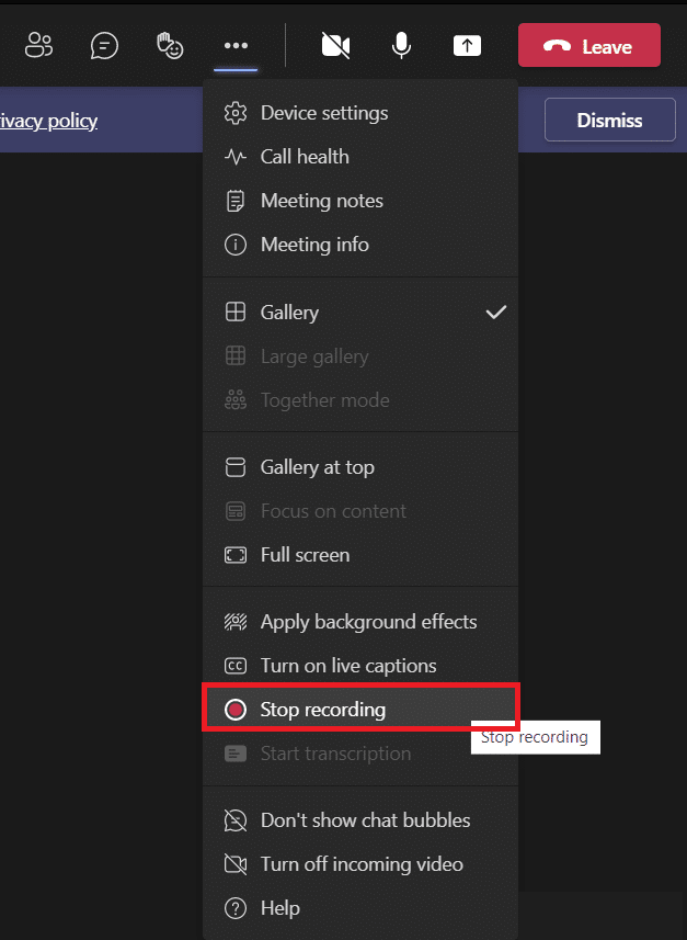 click on the three dots and select Stop recording to stop recording the meeting. Where are Microsoft Teams Recordings Stored? How to Access, Download and Share Recorded Videos?