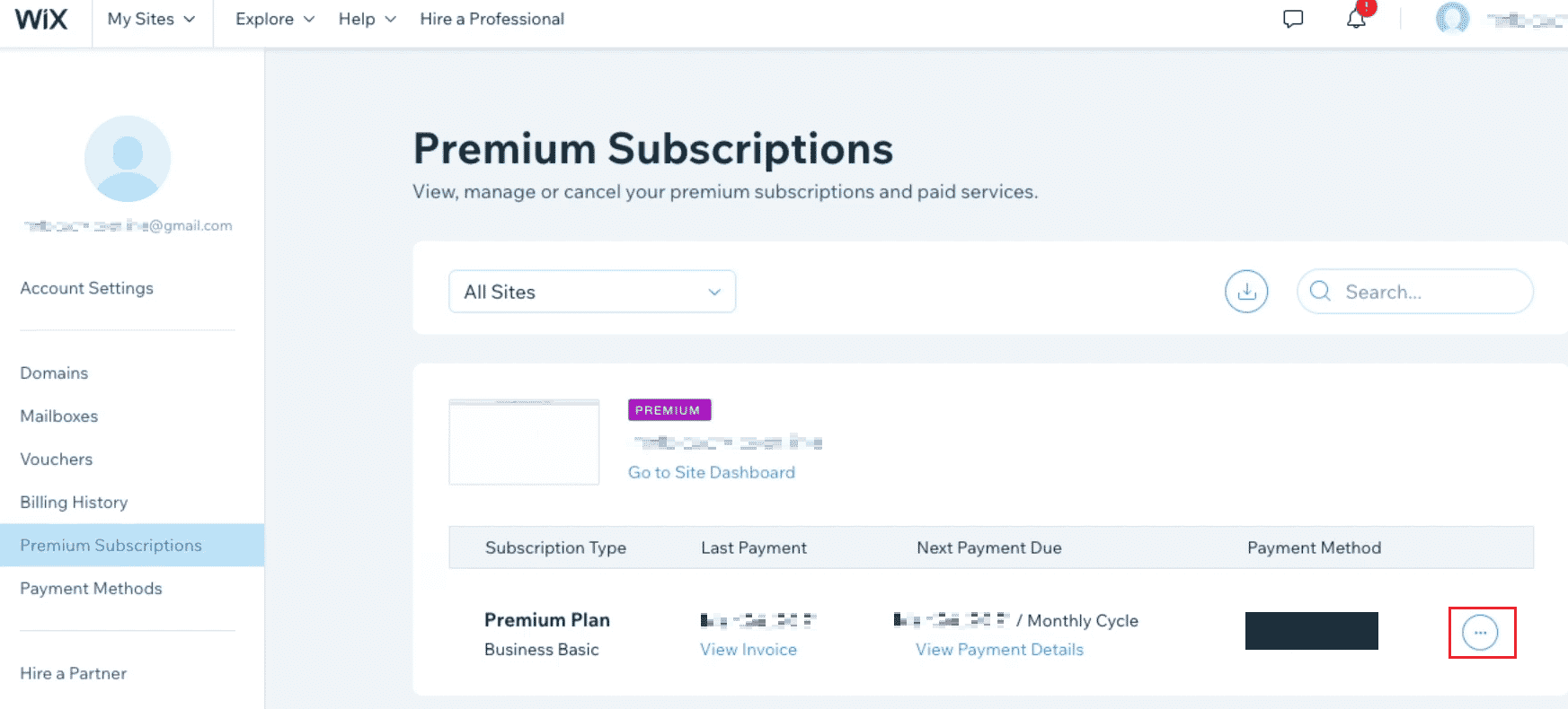 click on the three-dotted icon present next to the subscription