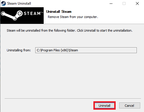Нажмите кнопку «Удалить». Исправление отсутствия Steam_api64.dll в Windows 10