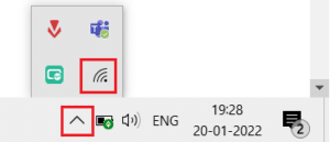 click on the upward arrow icon and select the Wifi icon on the Taskbar