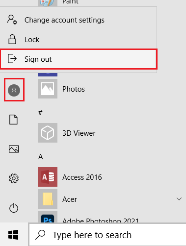 click on the user icon and select Sign Out option