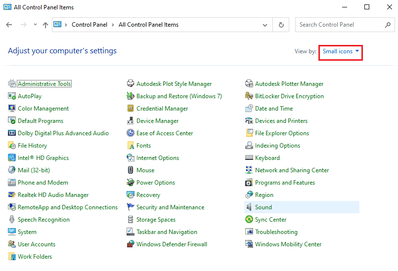 click on the Small icons option. Fix Twitch Resource Format Not Supported in Windows 10