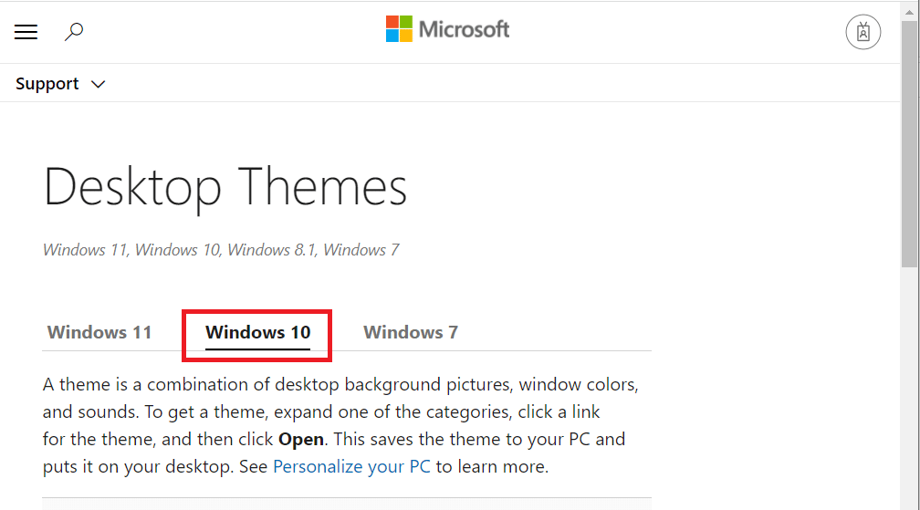 Click on the Windows 10 tab. How to Download Themes for Windows 10