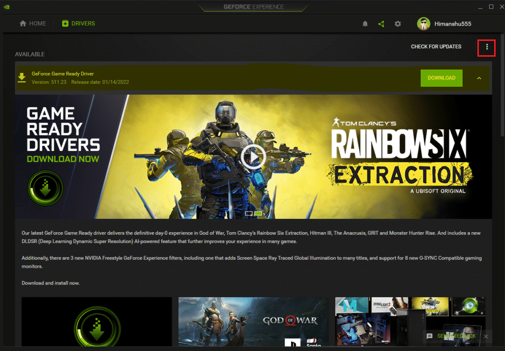 click on three dots icon geforce experience. How to Manually Add Game to GeForce Experience