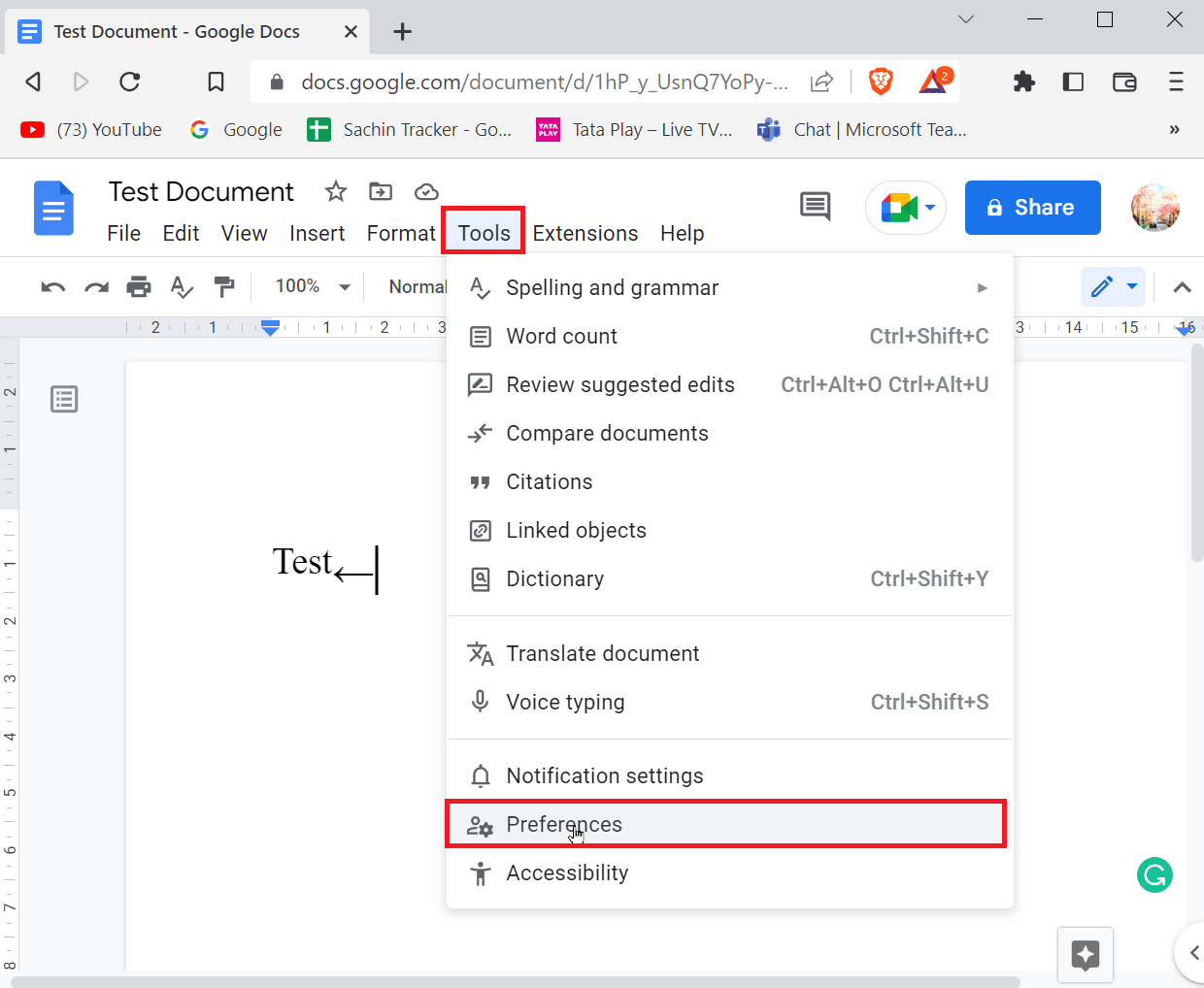 Click on tools and click on Preferences. How to Add Arrows, Superscript and Symbols in Google Docs