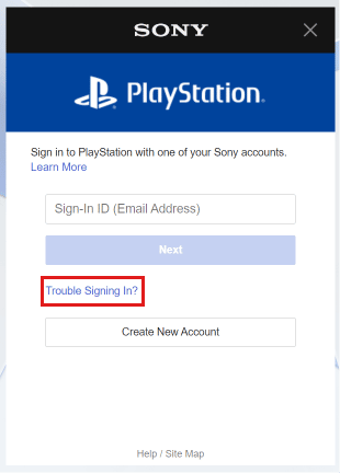 Click on Trouble Signing In? below the Next button.
