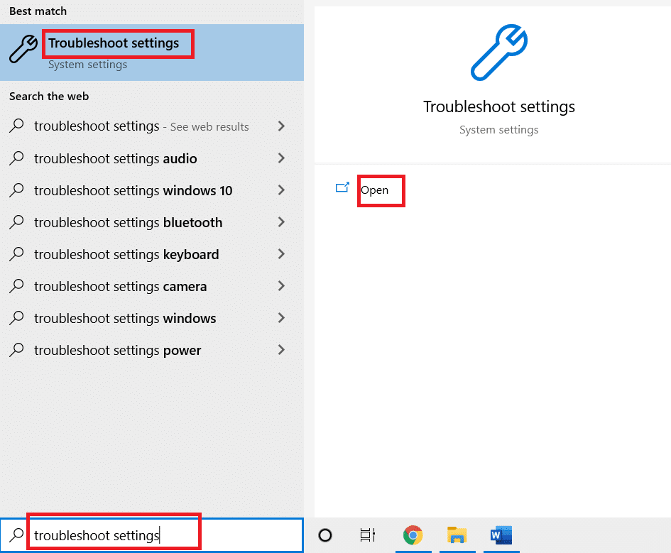 Click on troubleshoot settings