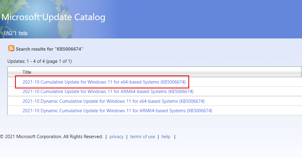 click on update title from the Search results on Microsoft catalog website