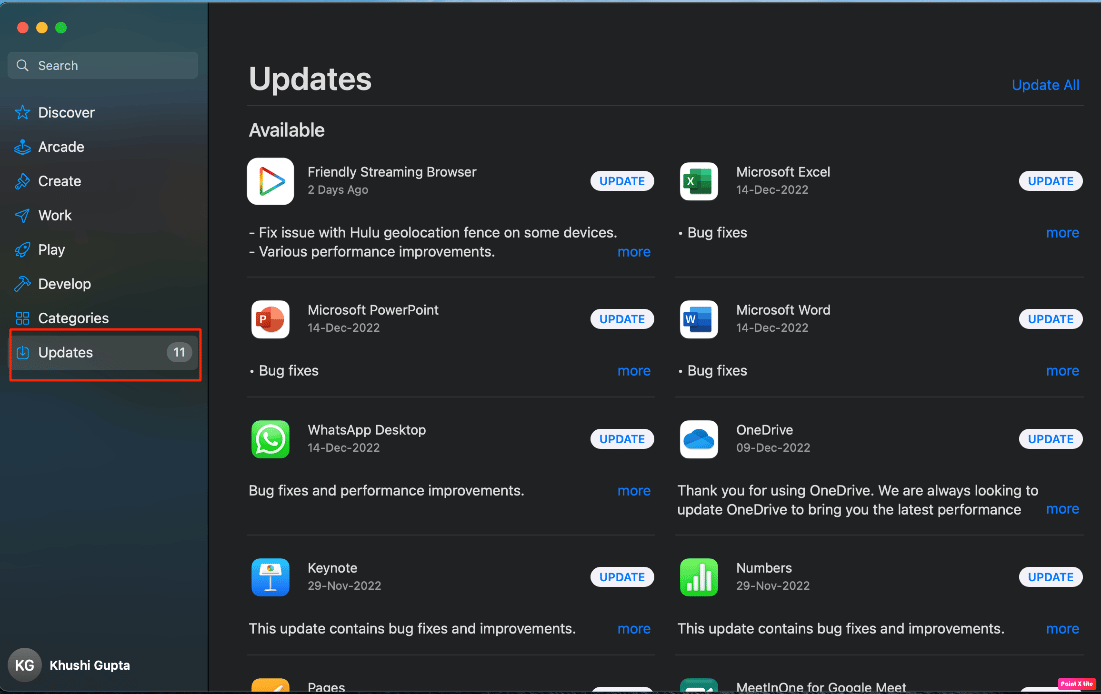 click on updates option | trackpad not working Mac