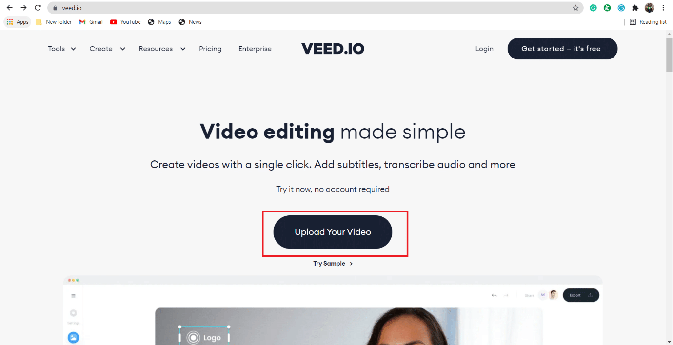 Click on Upload Your Video button, as shown.