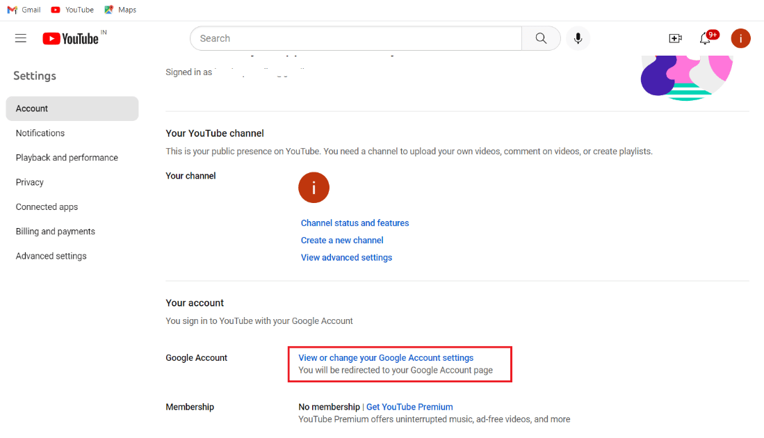 Click on View or change your Google Account settings