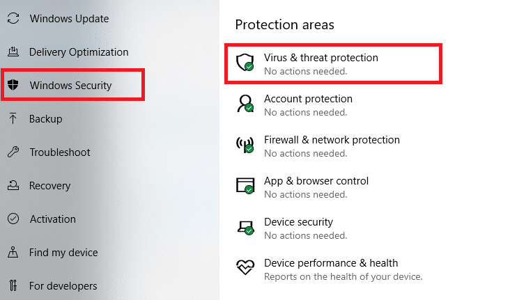 Click on Windows Security in the left panel and Virus and threat protection 