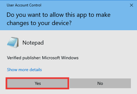 Klikje op Ja om tastimming te jaan. Fix System Error Code 1231 yn Windows 10