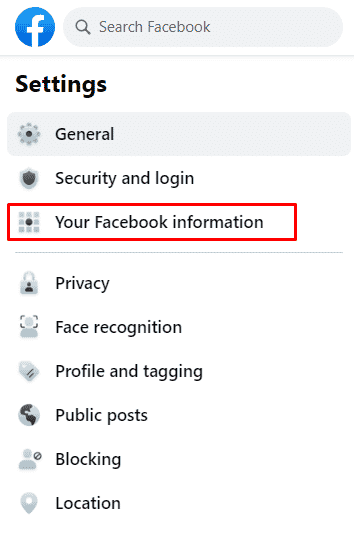 click on Your Facebook Information