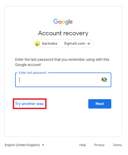 click on “Try another way”