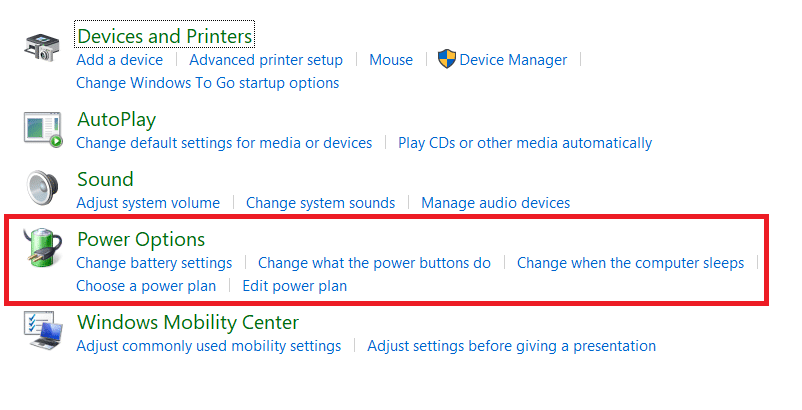Click Power Options.