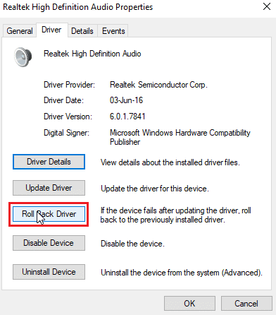 click rollback driver. Fix SADES Headset Not Recognised by Windows 10 Problem