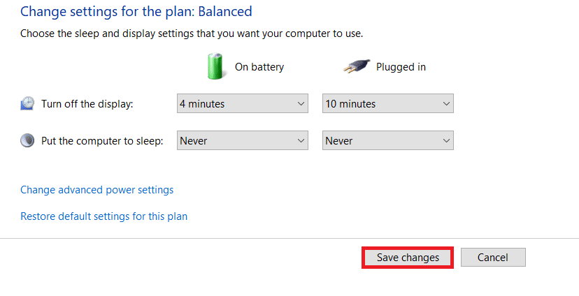 Click Save Changes.