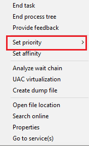 Click set priority. Fix PUBG Lagging on Windows 10