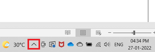 Click Show hidden icons in the system tray.