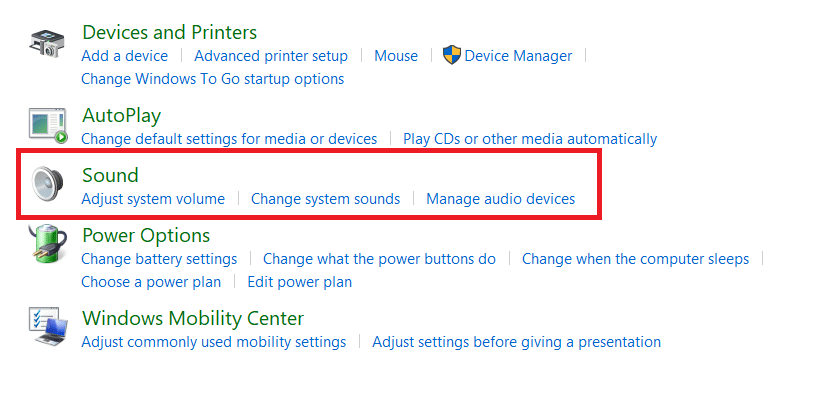 Click Sound to open Sound Control Panel. How to Access Sound Control Panel on Windows 10