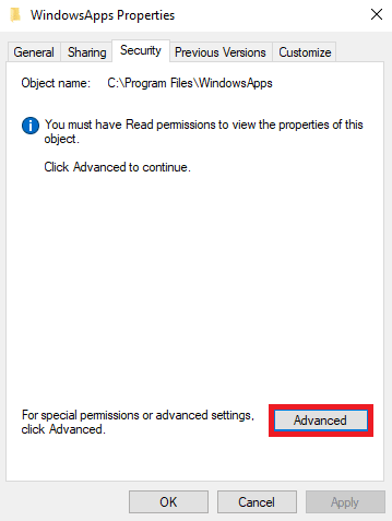 click the Advanced option. How to Fix the Specified User Does Not Have a Valid Profile