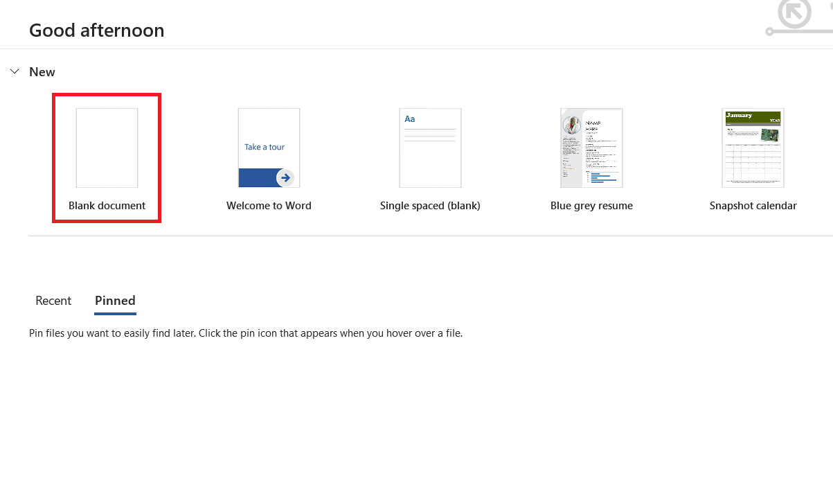 ၎င်းကိုဖွင့်ရန် Blank document ကိုနှိပ်ပါ။ Keyboard တွင် Rupee Symbol ရိုက်နည်း