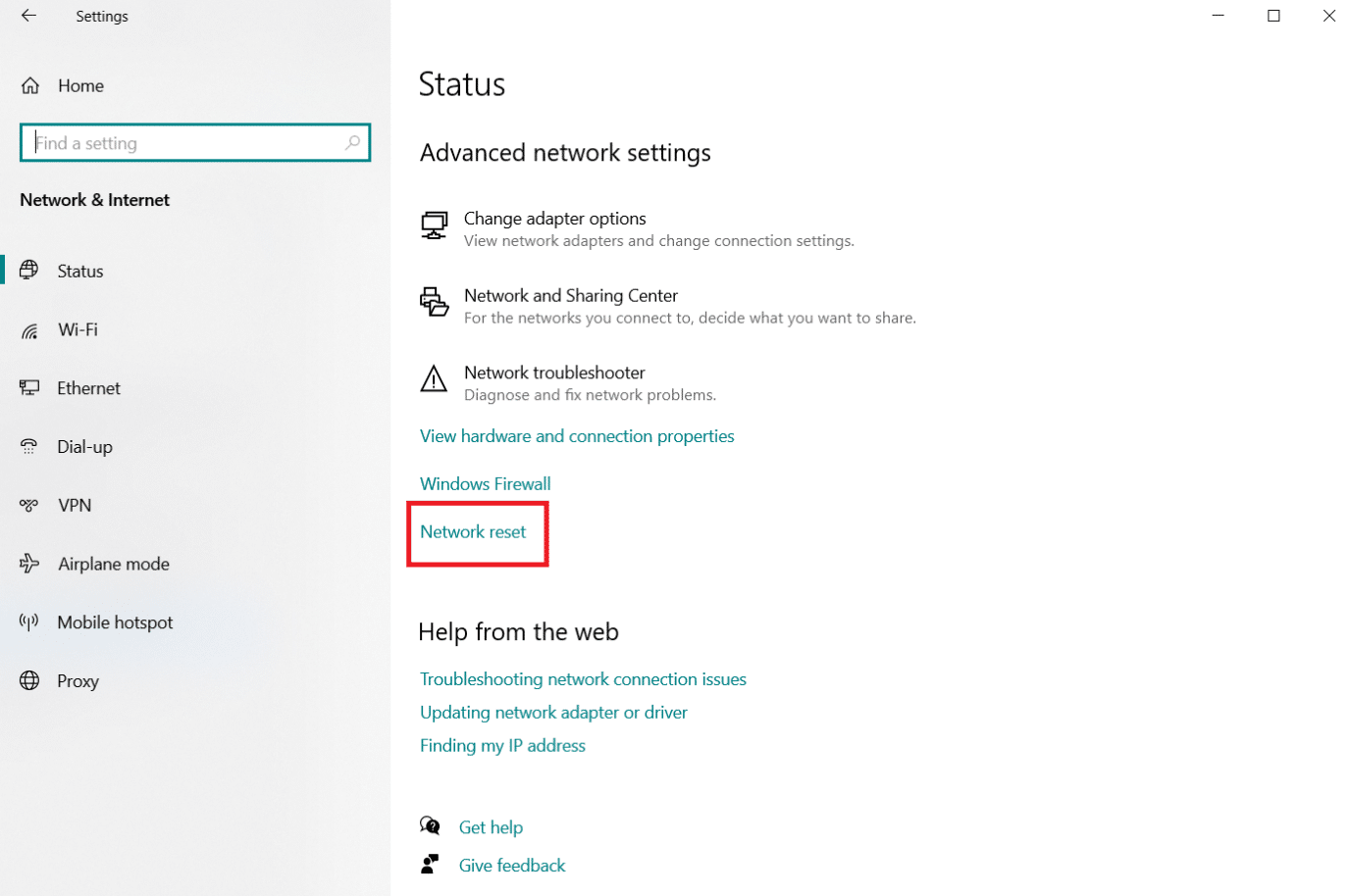 Click the Network Reset option at the bottom. Fix No WiFi Networks Found Windows 10