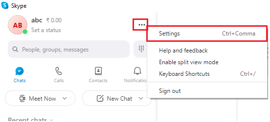 Click the three dots on top right corner and choose Settings from the menu.