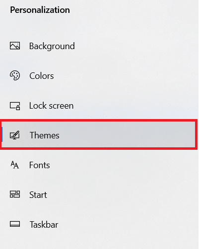Click Themes on the left pane