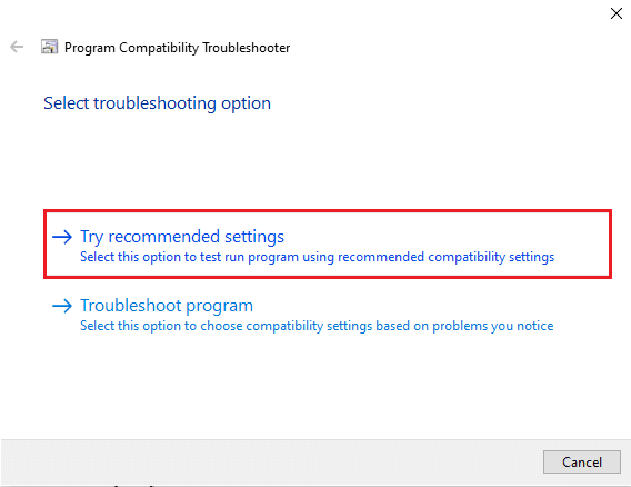 Click Try recommended settings